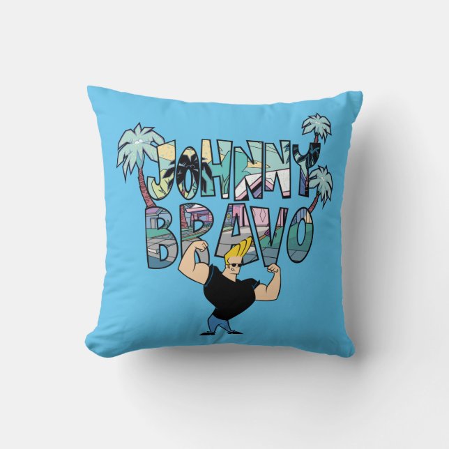 Johnny Bravo Palm Tree Name Kussen (Voorkant)