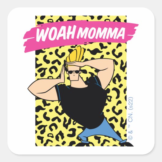 Johnny Bravo - Woah Momma Vierkante Sticker (Voorkant)