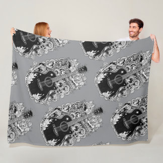 Johnny Cash Inspired Guitar Blanket Fleece Deken