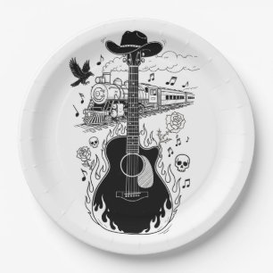 Johnny Cash Thema Borden Papieren Bordje