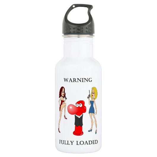 Johnny Condom volledig geladen Waterfles (Voorkant)