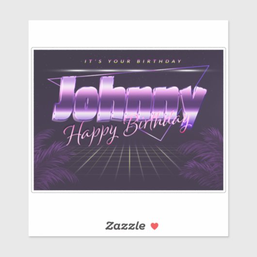 Johnny Prénom lila retro Sticker (Feuille)