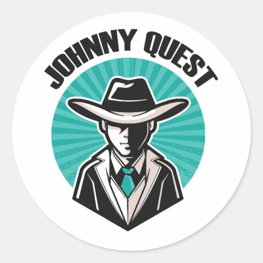 Johnny Quest Ronde Sticker (Voorkant)