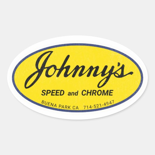 Johnny's snelheid en Chrome Ovale Sticker (Voorkant)