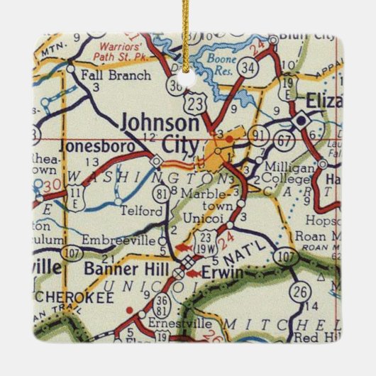 Johnson City TN Keramisch Ornament (Achterkant)