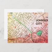 Johnson City, TN Map Briefkaart (Voorkant / Achterkant)