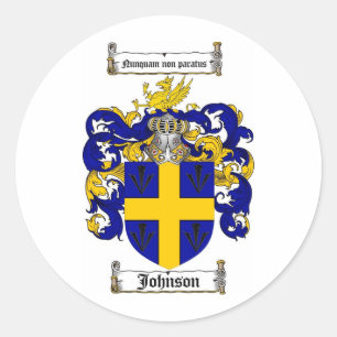 JOHNSON FAMILY CREST - JOHNSON COAT OF ARMS RONDE STICKER