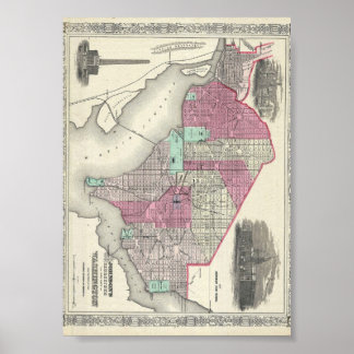 Johnson Map of Washington D.C. Poster