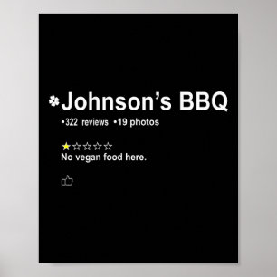 Johnson's BBQ Geen veganistisch eten hier een ster Poster