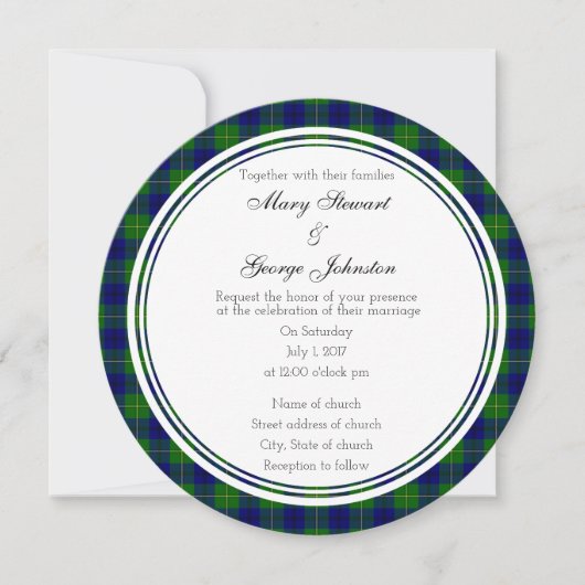 Johnston Scottish Wedding Round Uitnodiging (Voorkant)