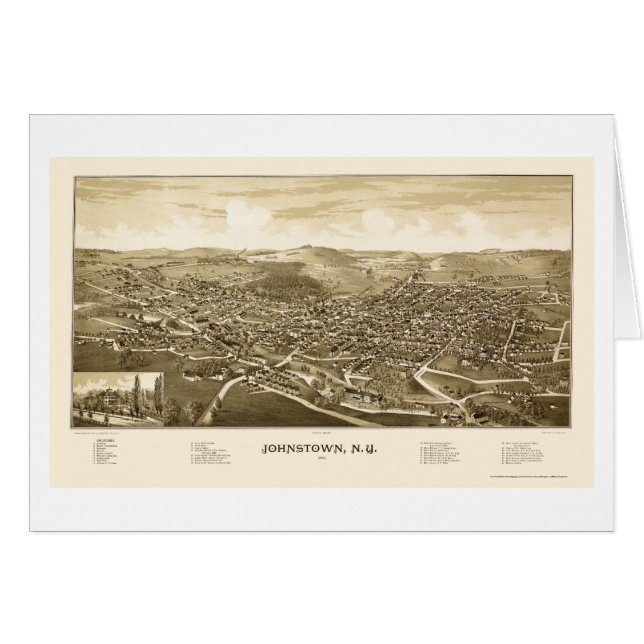 Johnstown, carte panoramique de NY - 1888 (Devant horizontal)