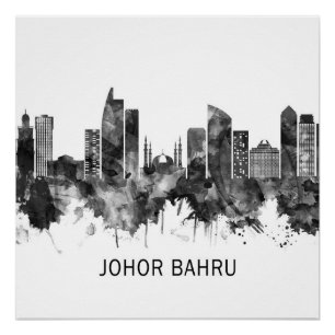 Johor Bahru Maleisië Skyline BW Perfect Poster