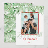 Joie au carte photo de Noël d'aquarelle du monde (Devant / Derrière)