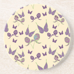 Joie aux papillons en Dessous de verre de grès crè