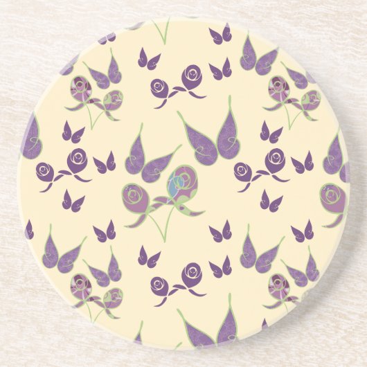 Joie aux papillons en Dessous de verre de grès crè (Devant)