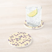 Joie aux papillons en Dessous de verre de grès crè (Côté)