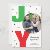 JOIE Carte de Noël Rouge et Vert Photo (Devant)