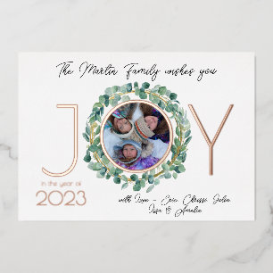 JOIE Carte de vacances Pile avec photo & Eucalyptu