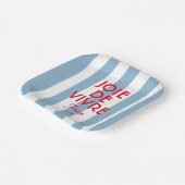 Joie De Vivre Paris Franse blauwe Cabana Stripe Papieren Bordje (Gebogen)