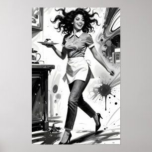 Joie en Mouvement Affiche de Charme de Serveuse Vi