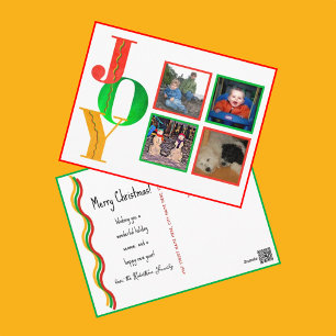 JOIE Joyeux Noël Bonne Année Photo Carte Postale