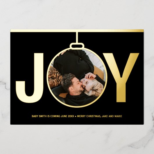 Joie Noël Grossesse Faire-part Or (Recto)