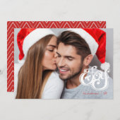 Joie Noël Monogramme Carte photo de vacances (Devant / Derrière)