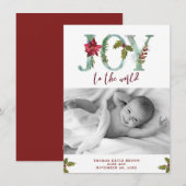 joie pour le monde noël nouveau bébé carte photo (Devant / Derrière)