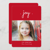 Joie simple Carte photo de vacances | Red (Devant / Derrière)