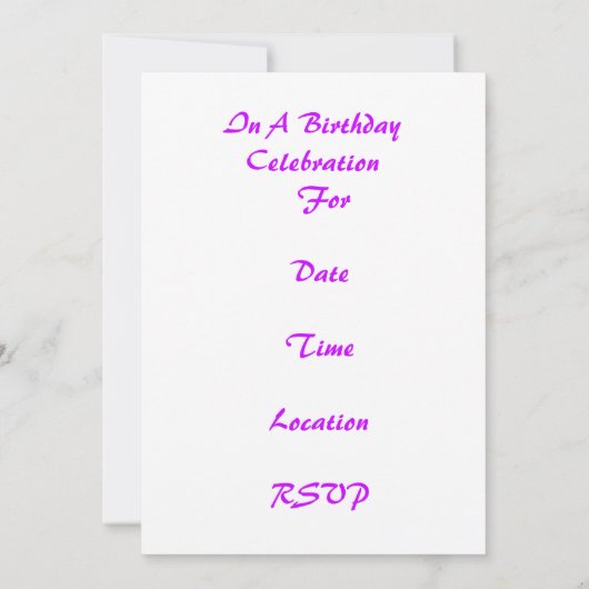 Joignez-nous… Invitation d'anniversaire (Dos)