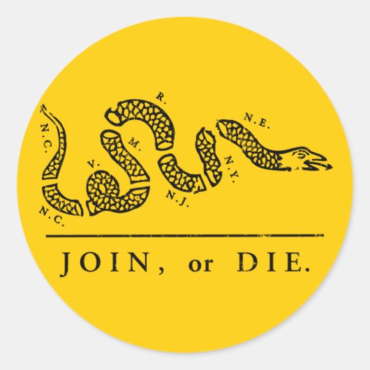 Join of Die - Libertarian Ronde Sticker (Voorkant)