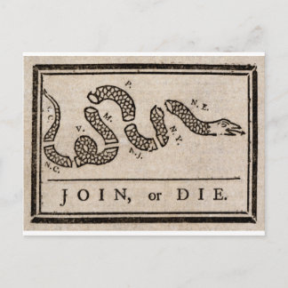 Join of Die Politieke Cartoon van Benjamin Frankli Briefkaart