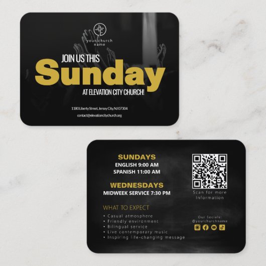 Join Us Church Invitation Calling Card Template (Devant / Derrière)