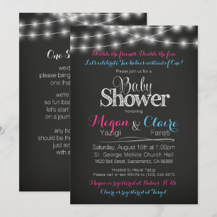 Joint Baby shower Chalkboard Invitation Book Kaart