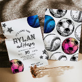 Joint Baseball Soccer Verjaardag Uitnodiging