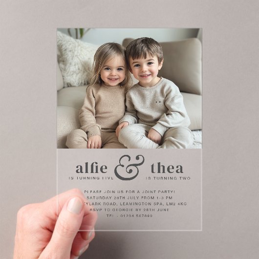 Joint Birthday Invitation Portret Acryl Uitnodigingen (Insitu (Draagbaar))