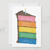 Joint Birthday Rainbow Layer Cake Party Kaart (Voorkant)