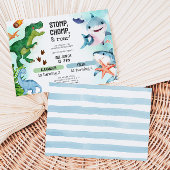 Joint Dinosaur & Sharks Sibling Birthday Kaart