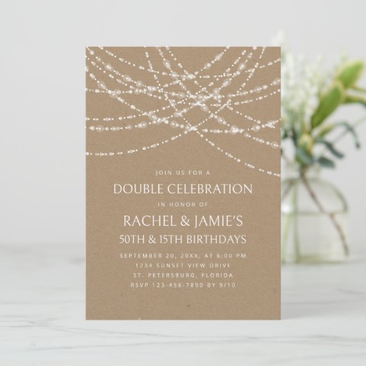 Joint Double String Lights Kraft Verjaardag Kaart (Staand voorkant)