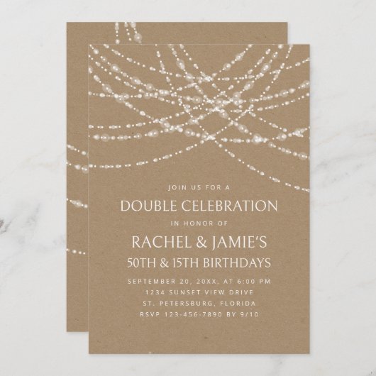 Joint Double String Lights Kraft Verjaardag Kaart (Voorkant / Achterkant)