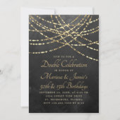 Joint Double String Lights Zwart Goud Verjaardag Kaart (Voorkant)