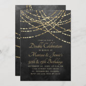 Joint Double String Lights Zwart Goud Verjaardag Kaart (Voorkant / Achterkant)