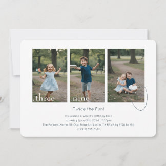 Joint Dual Sibling Any Age Double Birthday Party Kaart