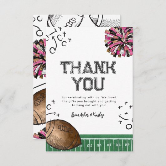 Joint Football Cheer Verjaardag Dank u kaarten (Voorkant / Achterkant)