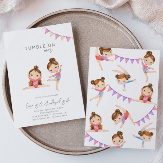 Joint Gymnastics Birthday Invitation Kaart