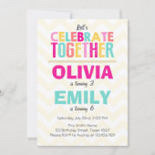 Joint twin verjaardag party uitnodiging Meisjes Ro (Voorkant)