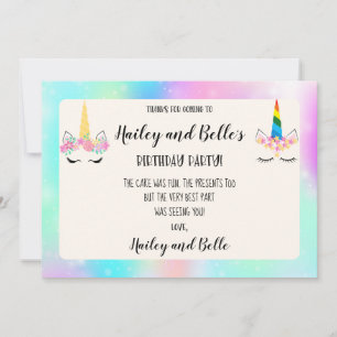 Joint Unicorn Birthday - Hartelijk dank Bedankkaart