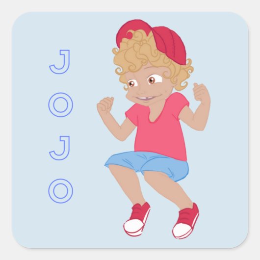 JoJo - Lt Blauw Bigord Vierkante Sticker (Voorkant)
