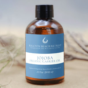 Jojoba carrier olie beauty product label blauw likeurfles etiket