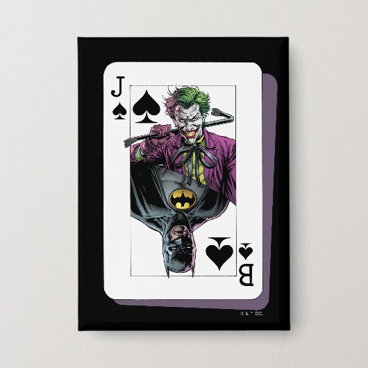 Joker and Batman Spade Playing Card Illustration Button (Voorkant)